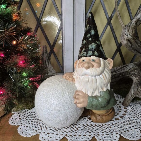 Holiday Green Garden Gnome Figurine - Picture 2 of 11